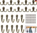 20 Stück Kleiderhaken Wand Doppelhaken Vintage Wandhaken Garderobenhaken Bronze 