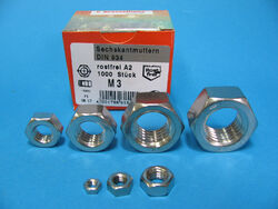 Muttern,Edelstahl V2a Din 934 MutternVa M2 bis M 20 Sechskantmuttern