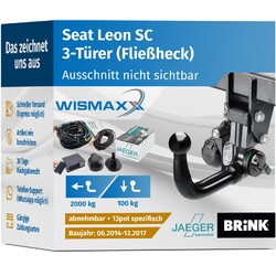 ANHÄNGERKUPPLUNG für Seat Leon SC 14-17 vert. abnehmbar BRINK +E-Satz spezifisch