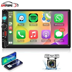 Doppel 2 DIN Autoradio 7 Zoll Apple Carplay Android Auto Bluetooth USB AUX +Kam