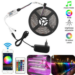 5m-20m RGB 5050SMD LED Stripe Streifen Lichtband WiFi Alexa APP Controller Trafo