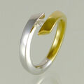 Spann- Ring Solitär massiv 750/- 18k Gelbgold 950 Platin Brillant 0,15ct Gr. 56