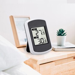 Schwarz LCD Digital Funk Thermometer Batterie für Innen- und Außentemperatur TD