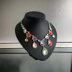 KETTE Modekette Blogger Collier Oval Bunt  Kunststoff  Extravagant  Modeschmuck 