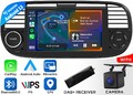 CAM+DAB+ 7" IPS Autoradio Android 13 GPS Navi CarPlay Radio Für Fiat 500 2007-15