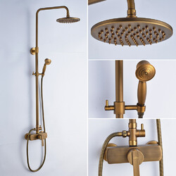 Retro Duschset Duscharmatur Regendusche mit Handbrause Dusche Duschsystem Gold