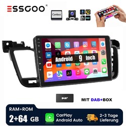 Für Peugeot 508 2011-2018 2G+64G DAB+ 9" Android 15 Autoradio GPS Navigation Cam