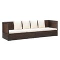 Outdoor-Lounge-Bett mit Polster & Kissen Poly Rattan Braun