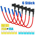 6x KFZ Mini Stromdieb 12V Autosicherungen Steck Sicherung Verteiler 20A 15A