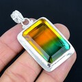 Bi-Color Turmalin Hand Edelstein 925 Sterling Silber Schmuck Anhänger 5,2 cm