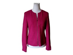 Himbeerrosa Blazer mit Reißverschluss, Baumwollmischung Jacke, Basler gr 38