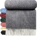 SALE! Wolldecke 100% Schurwolle Wohndecke 140x200cm Tirol Dunkelblau/Dunkelgrau