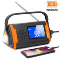 LCD Solar Radio Notfall mit Kurbel FM/AM Dynamo Radio 4000mAh LED Taschenlampe