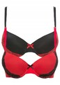 2er Pack Schalen BH mit Bügel Gr. (85) D Schwarz Rot Damen-Unterwasche Neu*