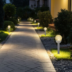 Außenleuchte Gartenlampe Solarleuchte Stecklampe LED Erdspieß Glaskugel 8er Set