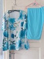 Composition  Damen  Pyjama  3/4 Hose Gr.L  hellblau /Blüten