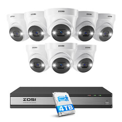 ZOSI PoE Audio Überwachungskamera Set Außen 16CH 8MP 4TB NVR 5MP Dome IP Kamera 