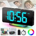 LED Alarm Wecker mit Projektion Digital Spiegel USB Alarmwecker Tischuhr Snooze