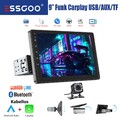 1 DIN Autoradio Bluetooth CarPlay Android Auto AUX TF Mit 9" Touchscreen Kamera