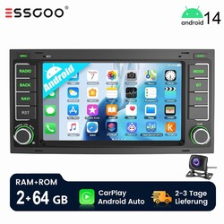 Kam Carplay Autoradio Android 14 2+64G GPS WIFI Für VW Touareg Transporter V T5