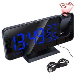 LED-Wecker mit Projektion Digital dimmbare Tischuhr Dual-Wecker USB
