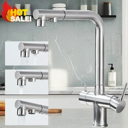3 Wege Küchenarmatur Ausziehbar Chrom Trinkwasserhahn Wasserfilter Mischbatterie