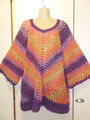 Häkel Tunika ,Beere/orange, Glitzer, Wollmischgarn, Gr.44/46
