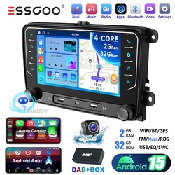 DAB+ 2DIN Autoradio Android 15 GPS ChatGPT +KAM Für VW Polo Golf 5 6 Plus Touran