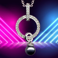 NEU Art Deco Anhänger + Kette-Echt 925 Sterling Silber Kristall Zirkonia + Perle