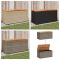 Gartentruhe Poly Rattan Akazienholz Auflagenbox Kissenbox Gartenbox Gartentruhe