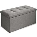 Sitzbank Hocker mit Stauraum Truhe Bettbank Box beige grau Falthocker CelinaTex