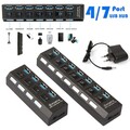 USB 3.0 4/7 Port Splitter Adapter mit Aktiv Netzteil Verteiler für Laptop PC Hub