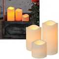 3er Set LED Kerze Kerzen mit Timer Batterie für Außen Outdoor Licht flackernd