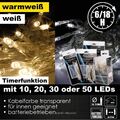 10/20/30/50er LED Lichterkette Timer Batterie Party Weihnachten Beleuchtung Deko