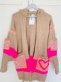 Paula Yascoolski Fluo Dunkel Beige Cardigan mit Kapuze