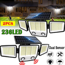 2x LED Solarleuchte Solarlampe mit Bewegungsmelder Außen Fluter Sensor Strahler