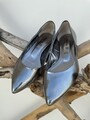 elegante italienische Lackleder Schuhe Flats metallic Effekt Silber Ballerinas