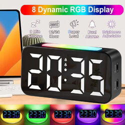Wecker Digital Nachttisch Uhr USB Alarm Clock mit LED RGB Licht für Tiefschläfer