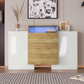140cm Hochglanz Sideboard Kommode Schrank Highboard Anrichte mit LED Leuchten