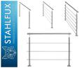 Stahlfux-Treppen-Geländer Set mit Handlauf, Edelstahlpfosten und Querstangen