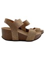CYPRES Sandalen Damen Plateau Gr. 38 Braun Casual Glitzer