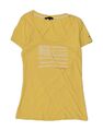 Tommy Hilfiger grafisches Damen-T-Shirt Top UK 8 klein gelb BF13