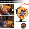 6 Flügel Ofenventilator Kaminofen Ventilator Stromloser Lüfter mit Thermometer
