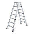 Stufen-Stehleiter, beidseitig begehbar  mit Rollen Anzahl Sprossen: 2x9
