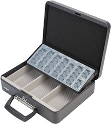 HMF Geldkassette Geldzählkassette Tragegriff schwarz mit Münzzählbrett Kasse