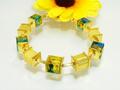 Armband Modeschmuck Perlen Würfel Glas Polaris zitrone gelb türkis gold 401l