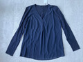 OPUS Bluse Fasina Gr.38 Viskose Elasthan Chiffon dunkelblau V-Ausschnitt Langarm