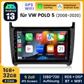 1+32GB Für VW Polo 5 2008-2020 Andriod 14 GPS Autoradio Navi WIFI RDS Carplay FM