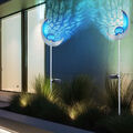 Solarleuchte Gartenstecker Solarlampe LED Mond Crackle Glas IP44 blau 2er Set