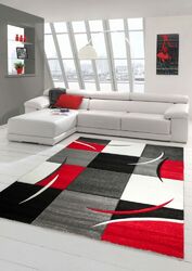 Designer Teppich Moderner Teppich Wohnzimmerteppich Kurzflor Teppich mit Kontur